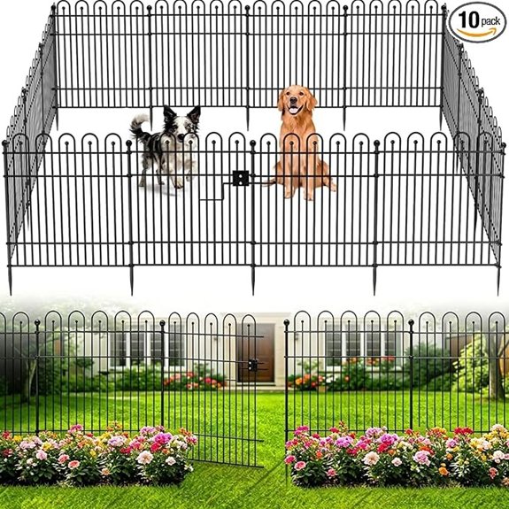 Garden Fence Animal Barrier with Gate 10 Panels No Dig Dog Fence Outdoor