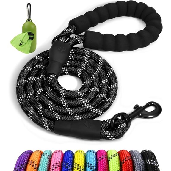 Taglory Rope Dog Leash for Medium Large Dogs 6 FT Padded Handle Black