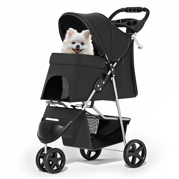 MoNiBloom Pet Stroller for Small/Medium Dogs and Cats up to 33 lbs Black