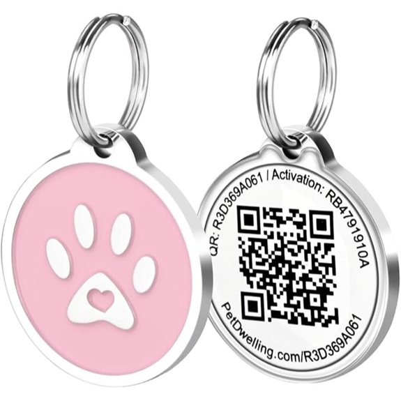 Pet QR Tag – Instant Location Alerts AI Profile (Pink Paw)