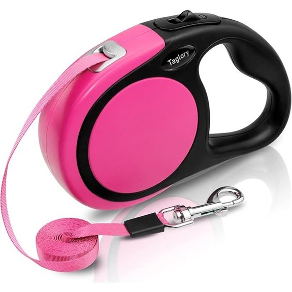 Taglory Retractable Dog Leash One-Handed Brake 16ft Up to 44 lbs Pink
