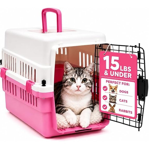 20-Inch Pink Hard Shell Pet Carrier for Small Dogs & Cats Under 15 Lbs