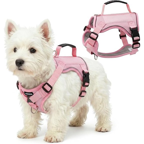 AIITLE No Pull Medium Dog Harness Reflective Adjustable Vest Pink M