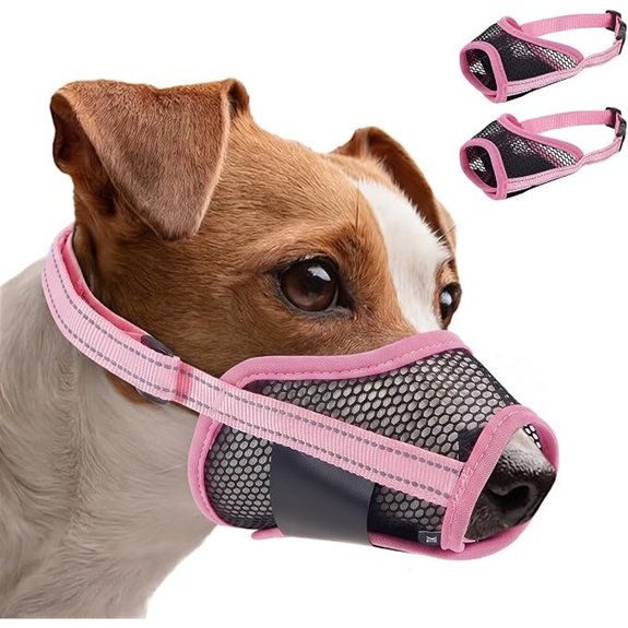 MIGOHI 2 Pack Dog Muzzle for Small Dogs,Soft Breathable Mesh Muzzle,Pink,S