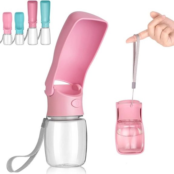 Portable Foldable Dog Water Bottle – 12oz Leak‑Proof (Pink)