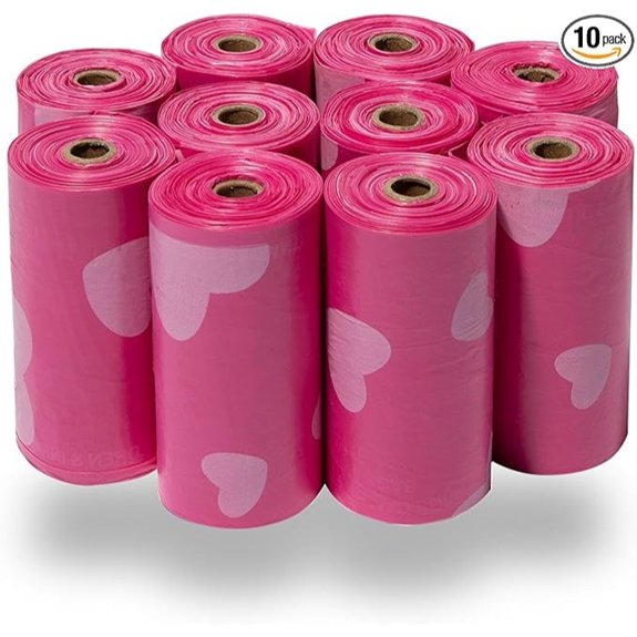 Best Pet Supplies Poop Bags for Dogs - Pink Heart 150 Count