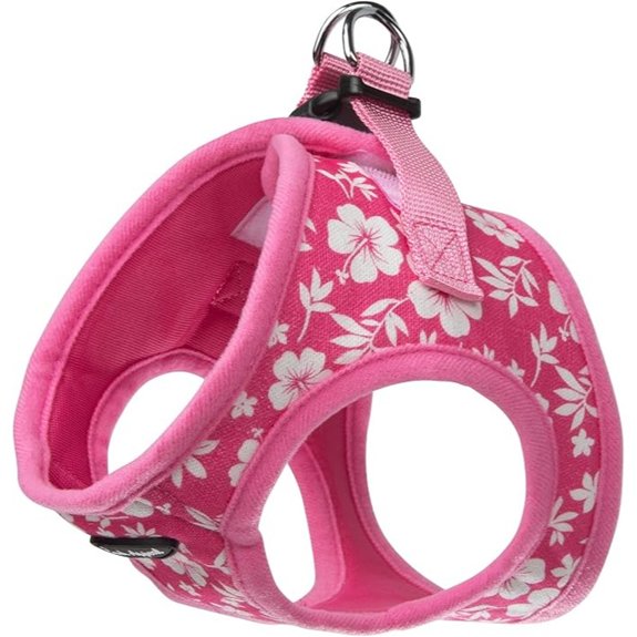 Bark Appeal Pink Hibiscus Step-in Dog Harness for Small Pets
