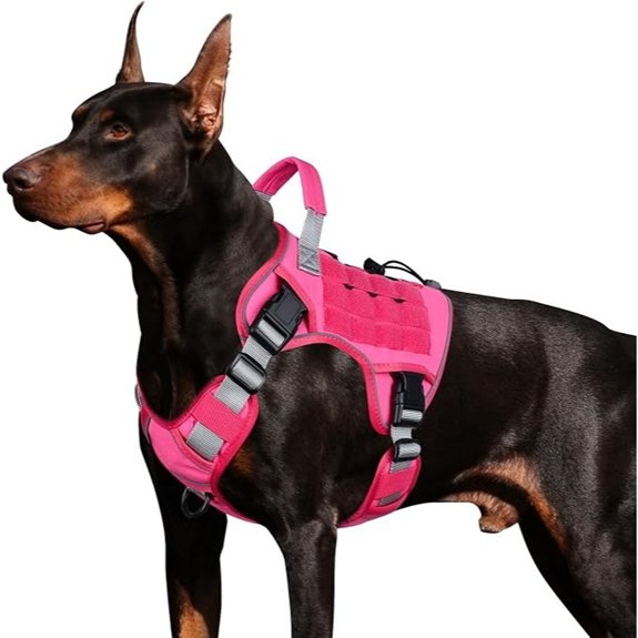 WINGOIN Pink Tactical Dog Harness for Large Dogs,No Pull Dog Harness