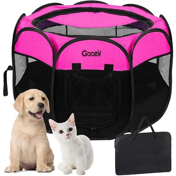 GOOZII Portable Pet Playpen for Indoor Cats and Dogs (Small Pink)