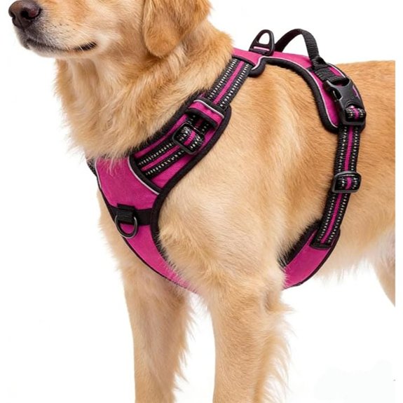 Hot Pink Adjustable Dog Harness with Reflective Vest