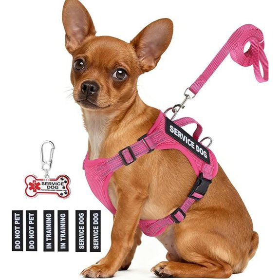Service Dog Vest for Small Breed Dogs ID Tag Harness & Leash Hot Pink S