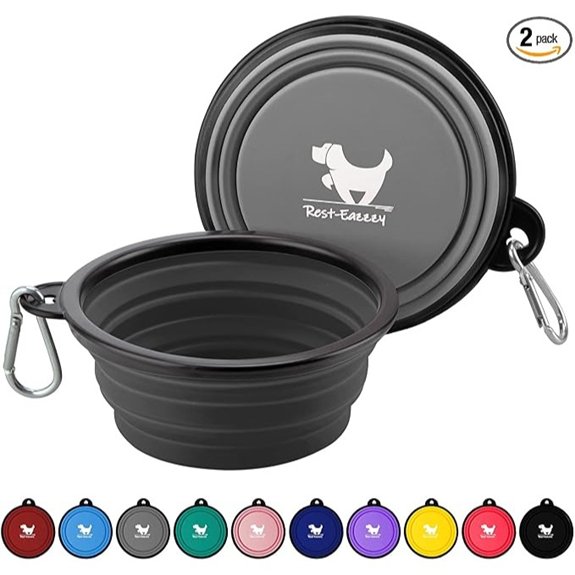 Rest-Eazzzy Collapsible Dog Bowls 2 Pack Sturdy Portable Dog Water Bowls