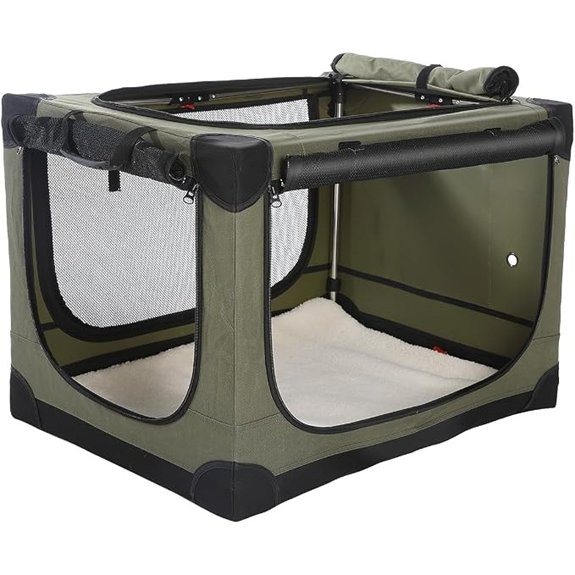 Collapsible Soft Dog Crate – 70 lb Portable 4 Doors Green
