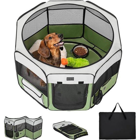 PETSFIT Portable Dog Playpen 36 Removable Waterproof Mat Zippered Roof