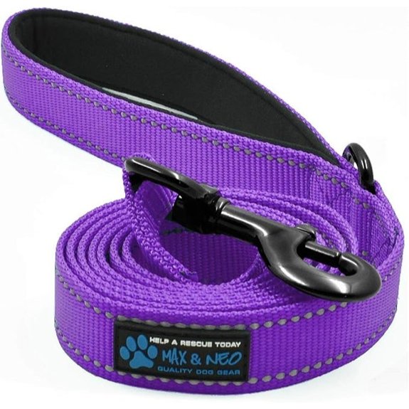 Max & Neo Reflective Nylon Dog Leash (Purple 6ft)