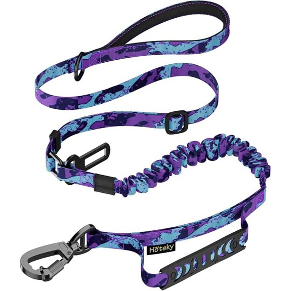Hotsky Tactical Bungee Shock Absorbing No Pull Dog Leash,Purple Camo,4-6FT