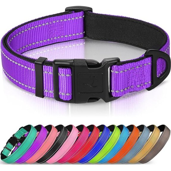 Joytale Reflective Dog Collar Adjustable Neoprene Padded Purple M