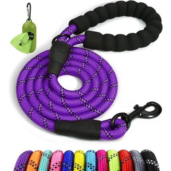 Taglory Rope Dog Leash for Medium Large Dogs 6 FT Padded Handle Purple