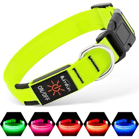 Illumifun LED Dog Collar – USB‑C Rechargeable Adjustable Green Large