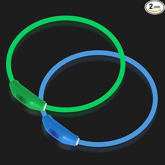 Novkin 2-Pack LED Dog Collar – Rechargeable Universal Green & Blue