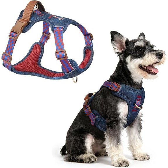 Denim No Pull Dog Harness with Reflective Mesh Handle