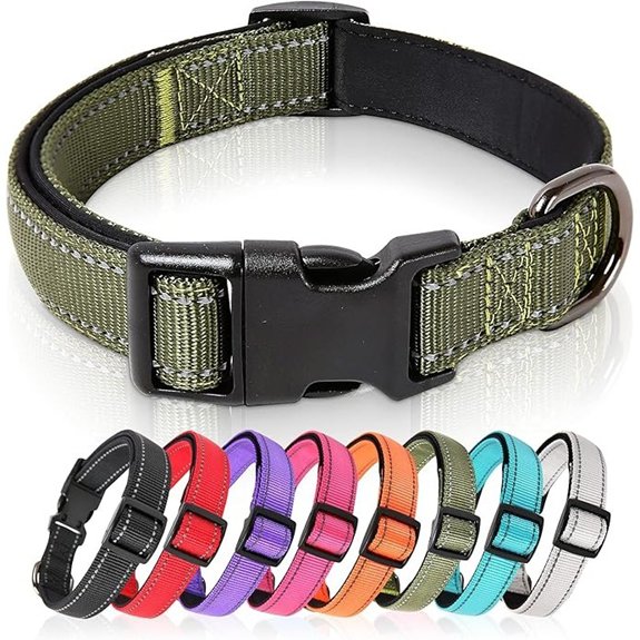 HEELE Reflective Neoprene Dog Collar for Medium Dogs (Army Green)