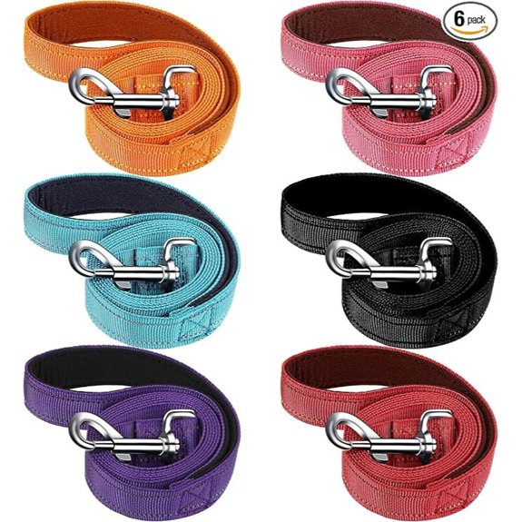 6 Pack Dog Leashes for Large Dogs Reflective Nylon Padded Handle 5 ft
