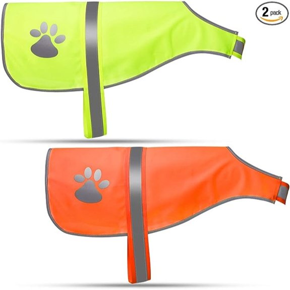 Geyoga 2 Pcs Reflective Dog Vest Adjustable Safety Vest,M,Orange Yellow