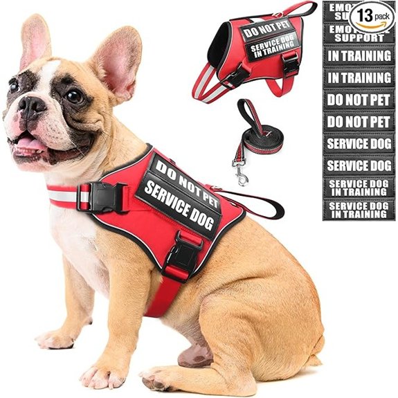 Service Dog Vest Harness & Leash Set with Reflective Patches