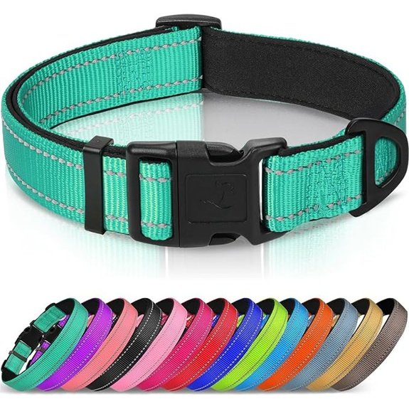 Joytale Reflective Dog Collar Adjustable Neoprene Padded Teal L