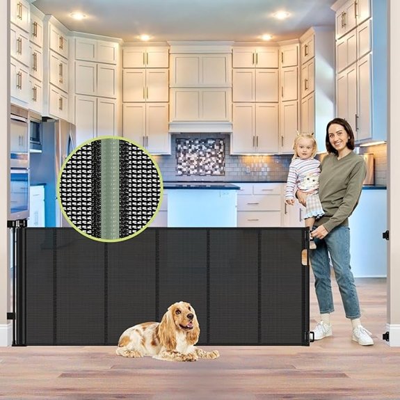 Reinforced 80 Retractable Baby & Dog Gate Black