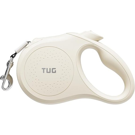 TUG Quest Retractable Dog Leash | 360° Tangle-Free | 16 ft Tape (S Cream)