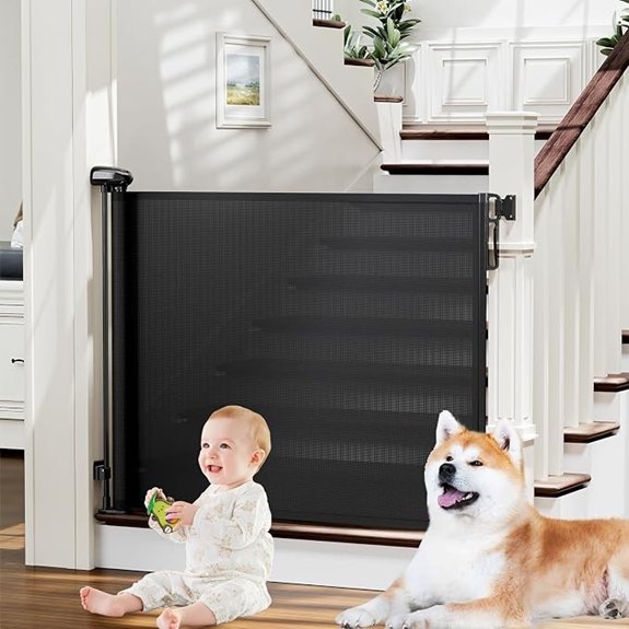 PRObebi Retractable Baby Gate for Stairs & Doorways (Black)