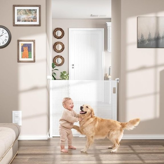 Babepai Retractable Baby Gate (55 × 34 White)