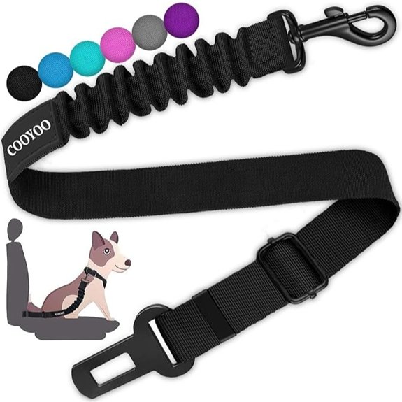 COOYOO Retractable Dog Seat Belt (1 Pack Black)