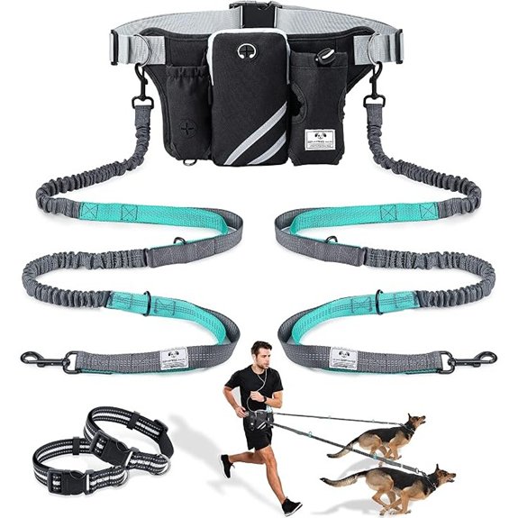 SHINE HAI Retractable Dual Dog Leash with Hands-Free Waist Belt