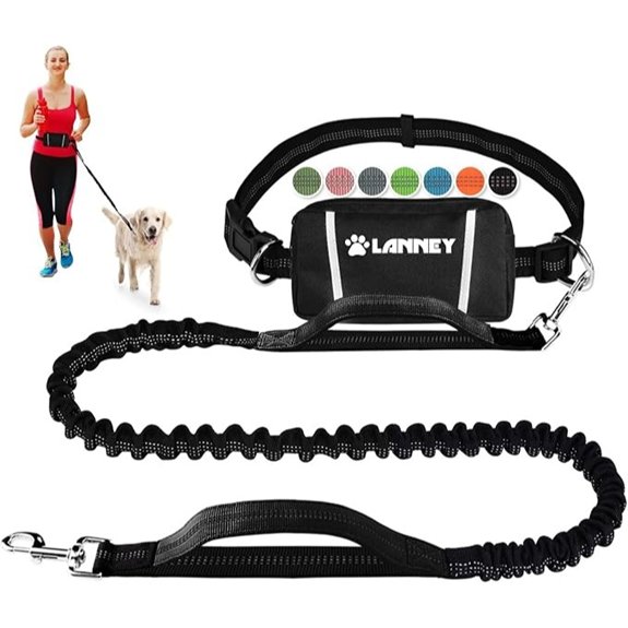 Hands‑Free Waist Dog Leash with Dual Handle and Retractable Bungee