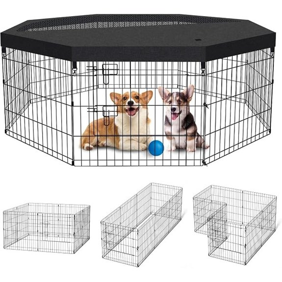 Peekaboo DogPlaypen 24 in-8 Panel Metal Rustproof Pet Fence with Top Cover