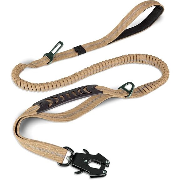 Joytale Tactical Bungee Dog Leash Shock Absorbing No Pull Coyote Brown