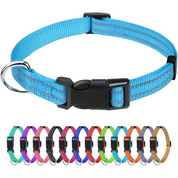TagME Small Dog Collar Reflective Puppy Collar Sky Blue 3/8 Width