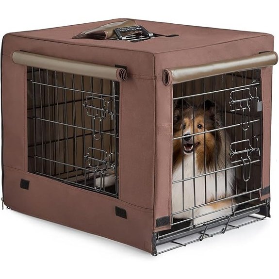 DONORO Collapsible Metal Dog Crate for Small Pets (Brown)