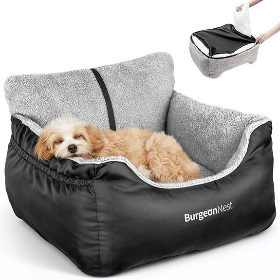 BurgeonNest Dog Car Seat for Small Dogs & Cats Under 25 lbs,Black