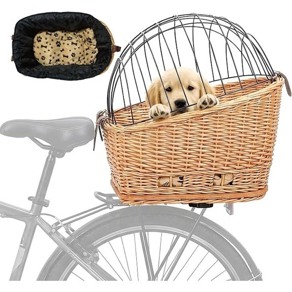Wicker Rear Bike Basket for Small Pets (Brown)