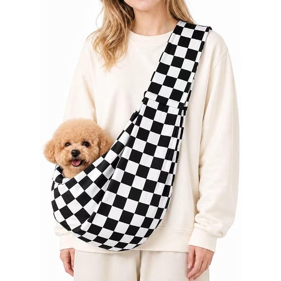 Dog Sling Carrier for Small Pets with Safety Hook and Pocket