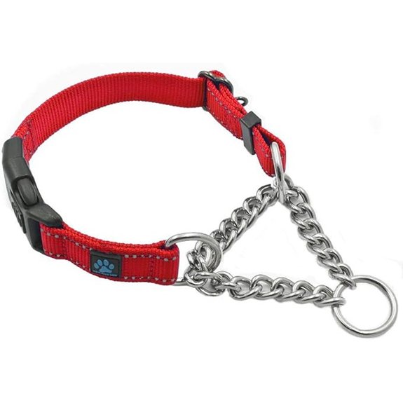 Max & Neo Stainless Steel Chain Martingale Collar (Small Red)