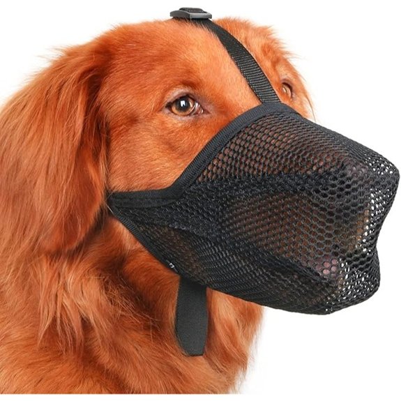 Mayerzon Dog Muzzle Patented Soft Mesh Muzzle for Scavenging | Black M