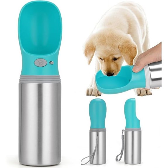 Portable Dog Water Bottle 14 OZ Stainless Steel Pet Water Dispenser