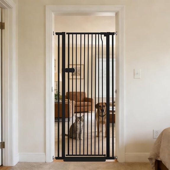 Lumizone Extra Tall Cat Gate 61.02 High 29.92-34.24 Wide Pet Gate Black