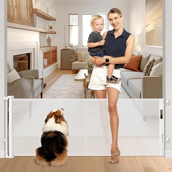 Reinforced 28 Tall Retractable Baby Gates for Dogs Prevent Crawling Under