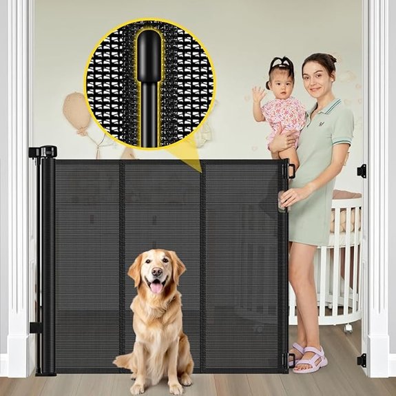 Reinforced 42 Extra Tall Retractable Baby Gates Extends up to 60 Wide